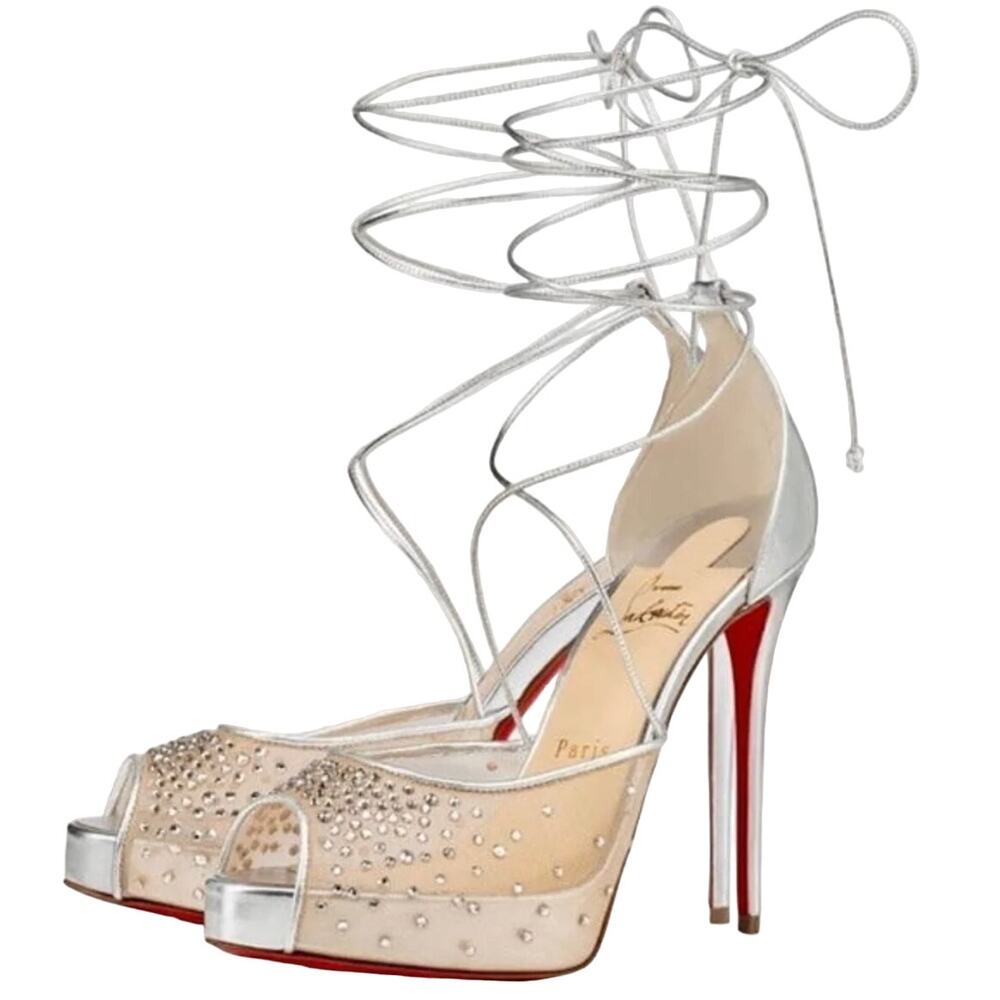 Christian Louboutin MAIA LABELLA ALTA 120 Rete/Glitter Stiletto Pump 36IT